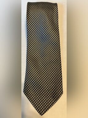 Men's Montebello Black and White Geometric Woven Tie